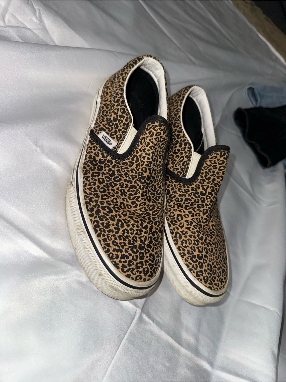 Vans Classic Slip-On Leopard Print Canvas in Tan and Black
